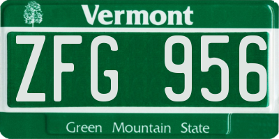 VT license plate ZFG956