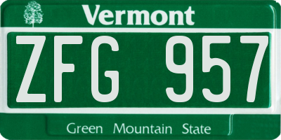 VT license plate ZFG957