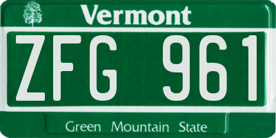 VT license plate ZFG961