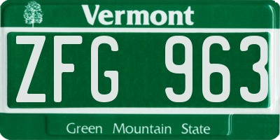VT license plate ZFG963