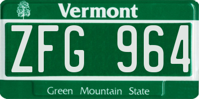VT license plate ZFG964
