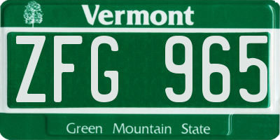 VT license plate ZFG965