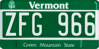 VT license plate ZFG966