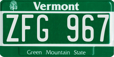 VT license plate ZFG967