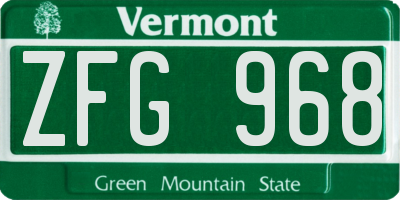 VT license plate ZFG968
