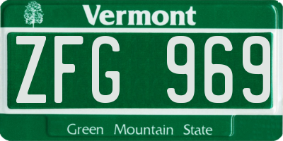 VT license plate ZFG969