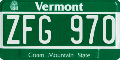 VT license plate ZFG970