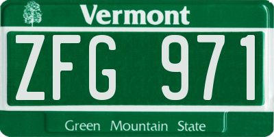 VT license plate ZFG971