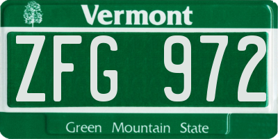 VT license plate ZFG972