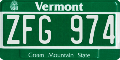 VT license plate ZFG974