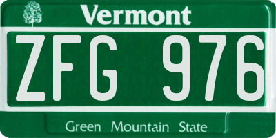 VT license plate ZFG976