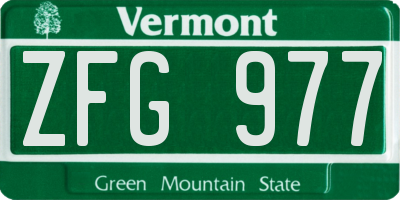 VT license plate ZFG977