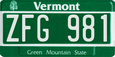VT license plate ZFG981