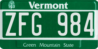 VT license plate ZFG984