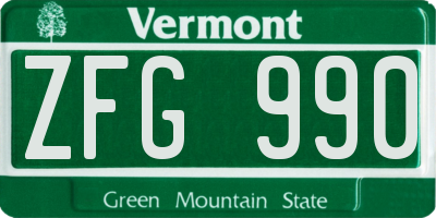 VT license plate ZFG990