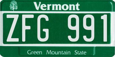 VT license plate ZFG991