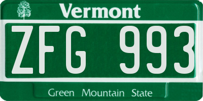VT license plate ZFG993