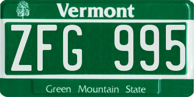 VT license plate ZFG995