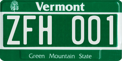 VT license plate ZFH001
