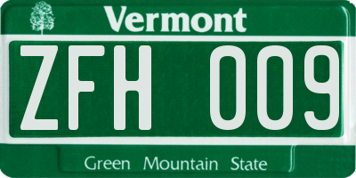 VT license plate ZFH009