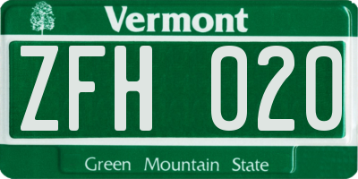 VT license plate ZFH020
