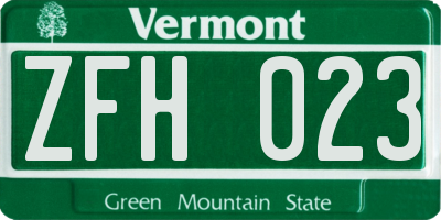 VT license plate ZFH023