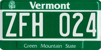VT license plate ZFH024