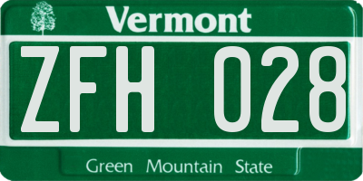 VT license plate ZFH028