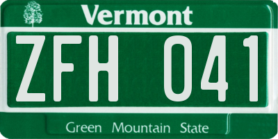 VT license plate ZFH041