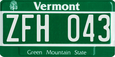 VT license plate ZFH043