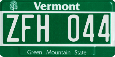 VT license plate ZFH044