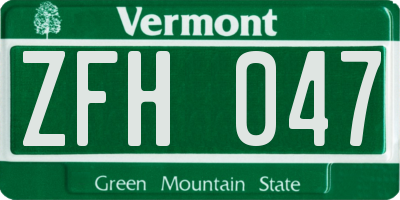 VT license plate ZFH047
