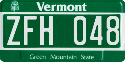 VT license plate ZFH048