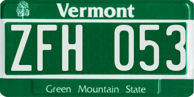 VT license plate ZFH053