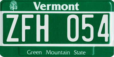 VT license plate ZFH054