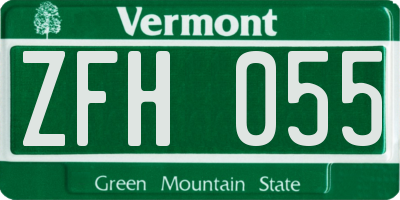 VT license plate ZFH055