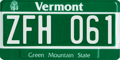 VT license plate ZFH061
