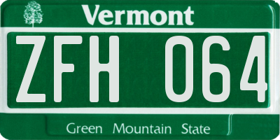 VT license plate ZFH064