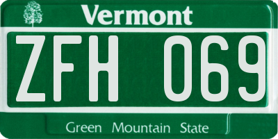 VT license plate ZFH069