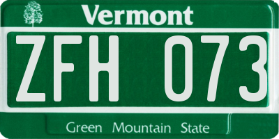 VT license plate ZFH073