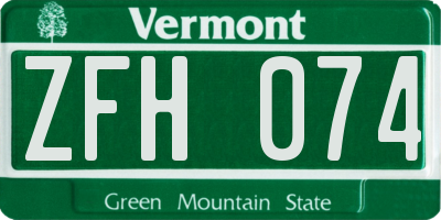 VT license plate ZFH074