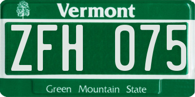 VT license plate ZFH075