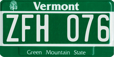 VT license plate ZFH076