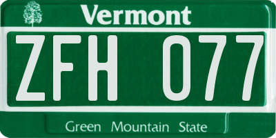 VT license plate ZFH077