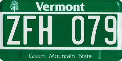 VT license plate ZFH079