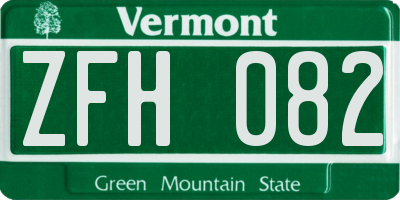VT license plate ZFH082