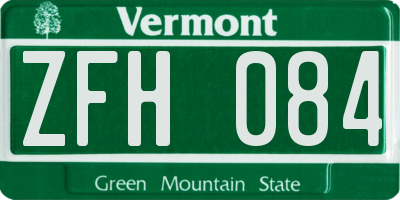 VT license plate ZFH084