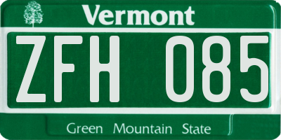 VT license plate ZFH085