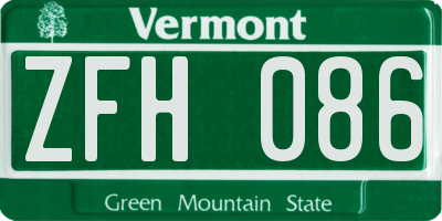 VT license plate ZFH086