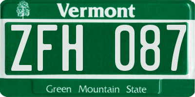 VT license plate ZFH087